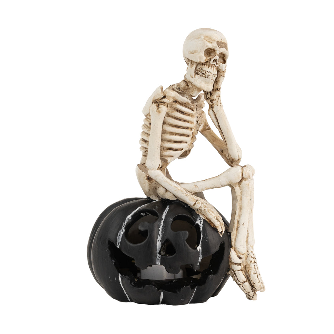 Skeleton on LED Jack-o-Lantern