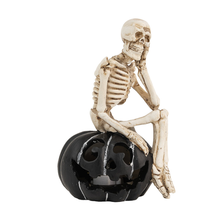Skeleton on LED Jack-o-Lantern