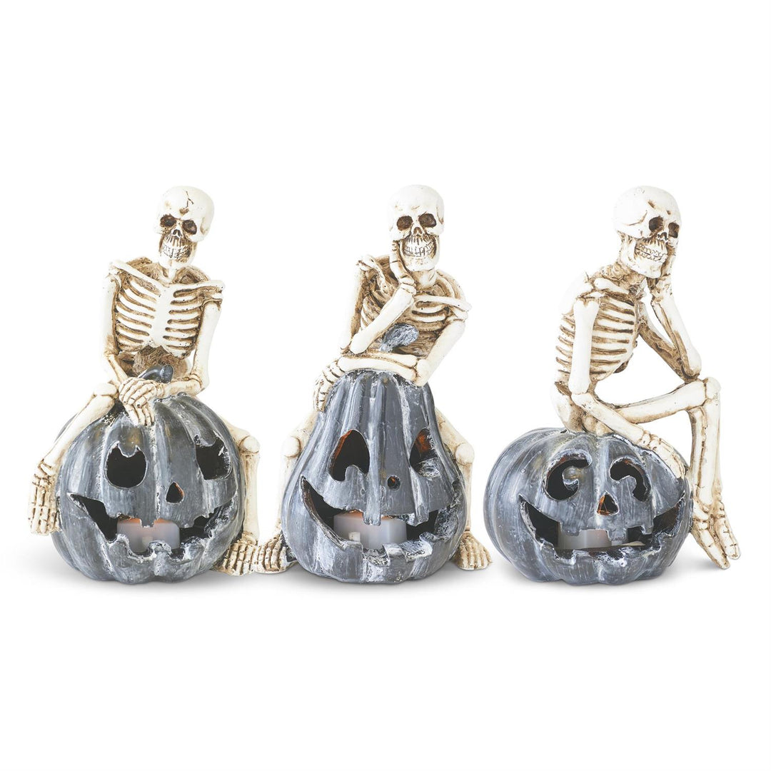 Skeleton on LED Jack-o-Lantern