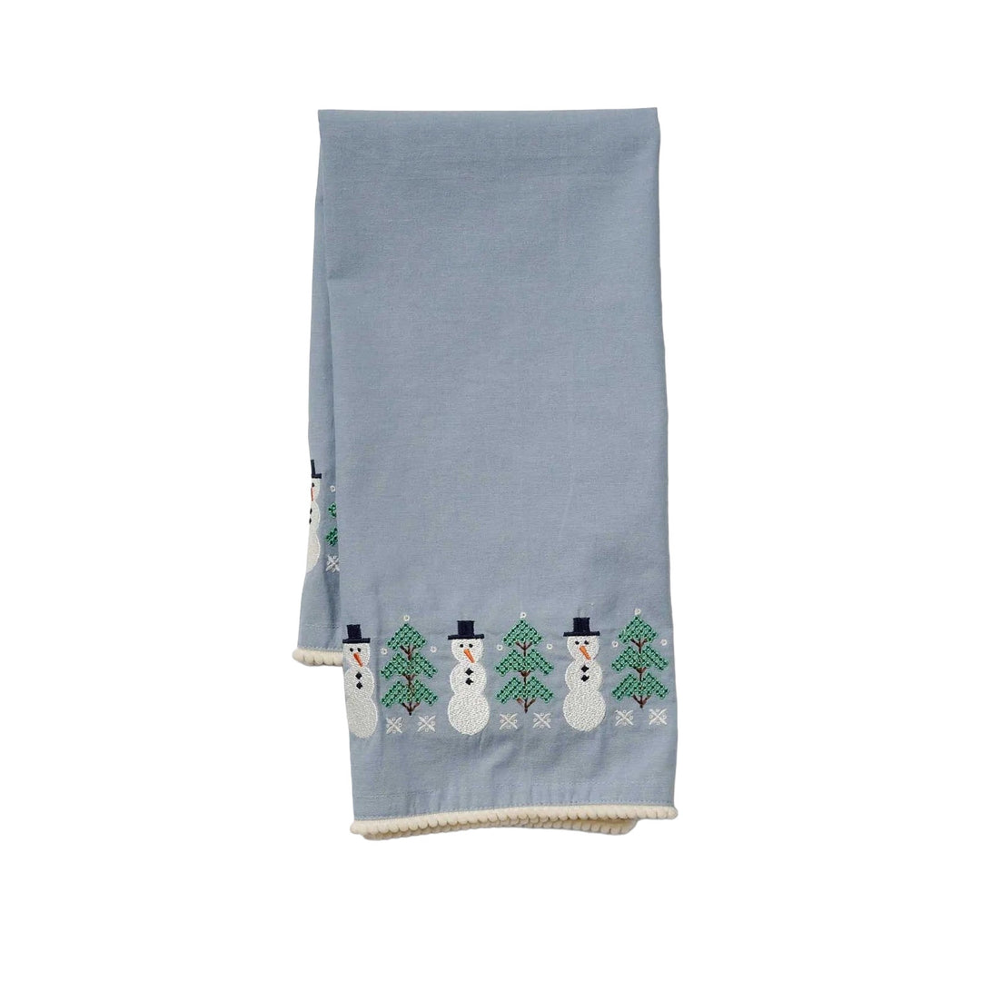 Snowman Embroidered Tea Towel