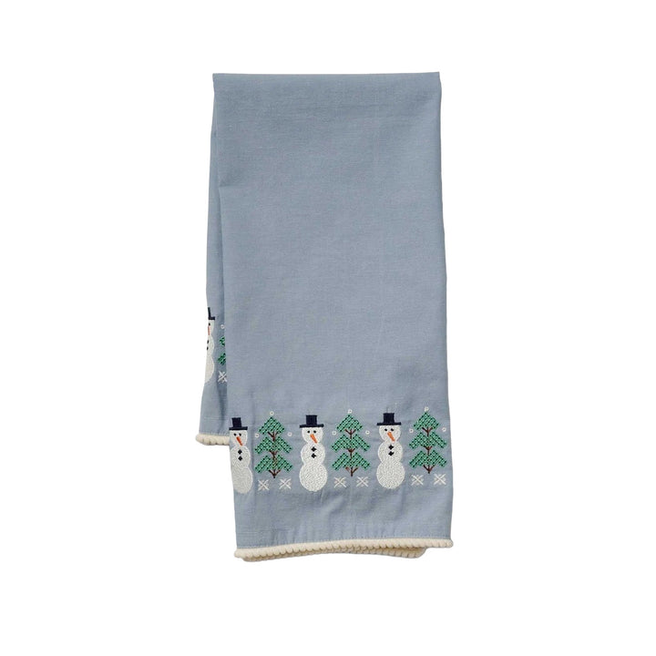 Snowman Embroidered Tea Towel