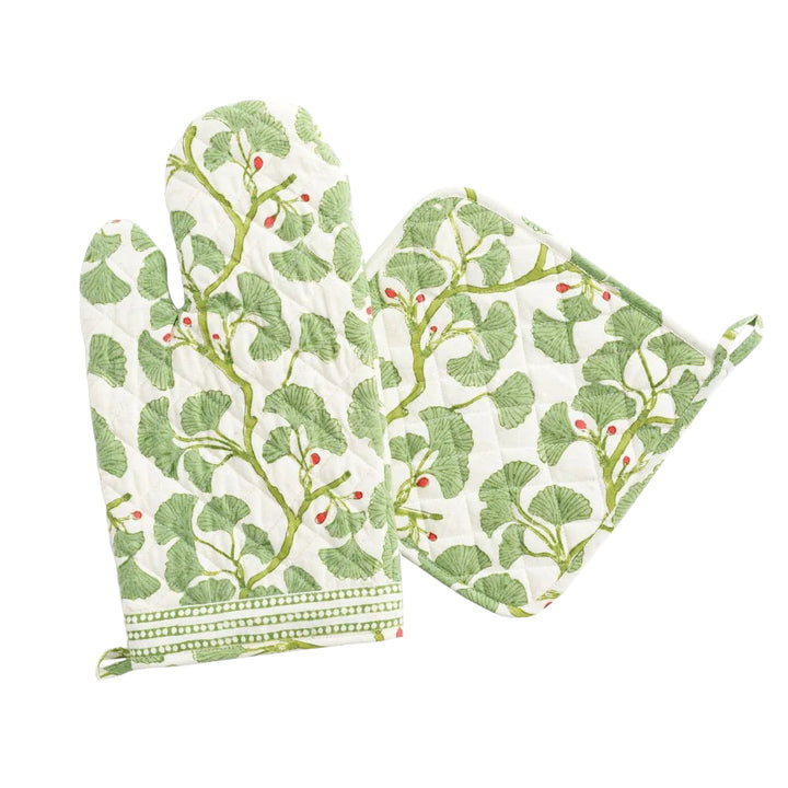 Spring Ginkgo Oven Mitt Set