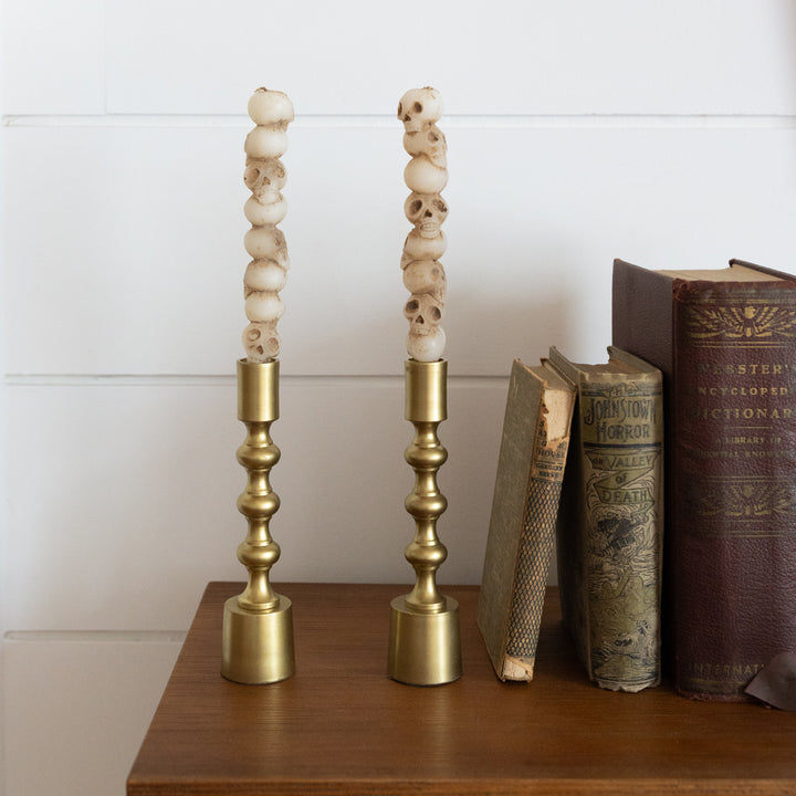 Stacked Skulls Taper Candle