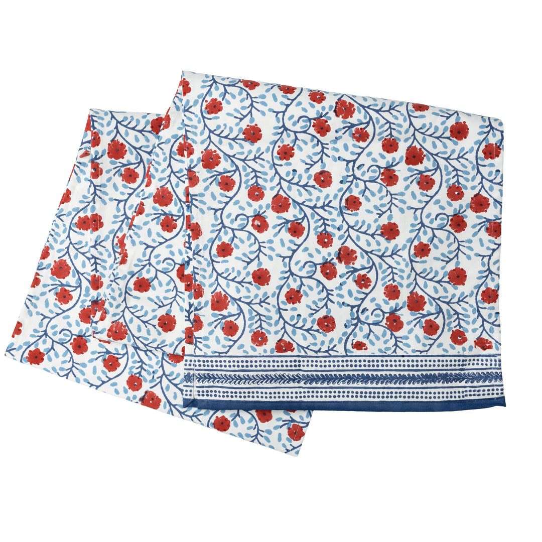 Stephanie Red & Blue Table Runner