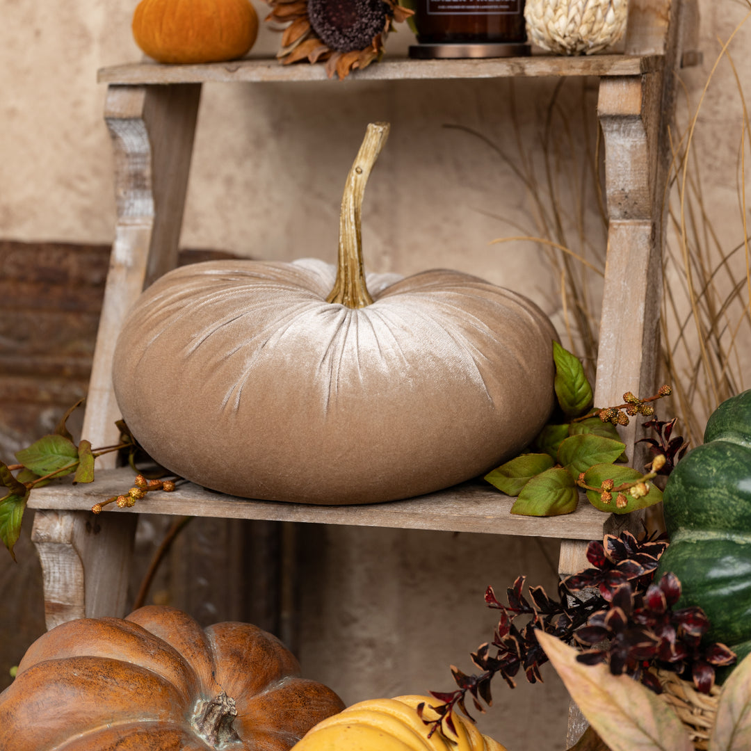 Tan 11" Velvet Pumpkin