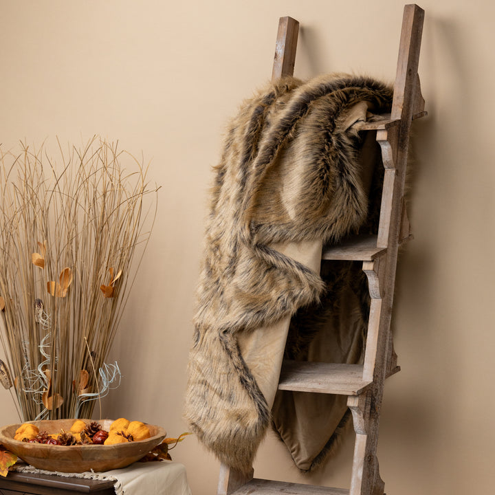 Tan Faux Fur Throw Blanket