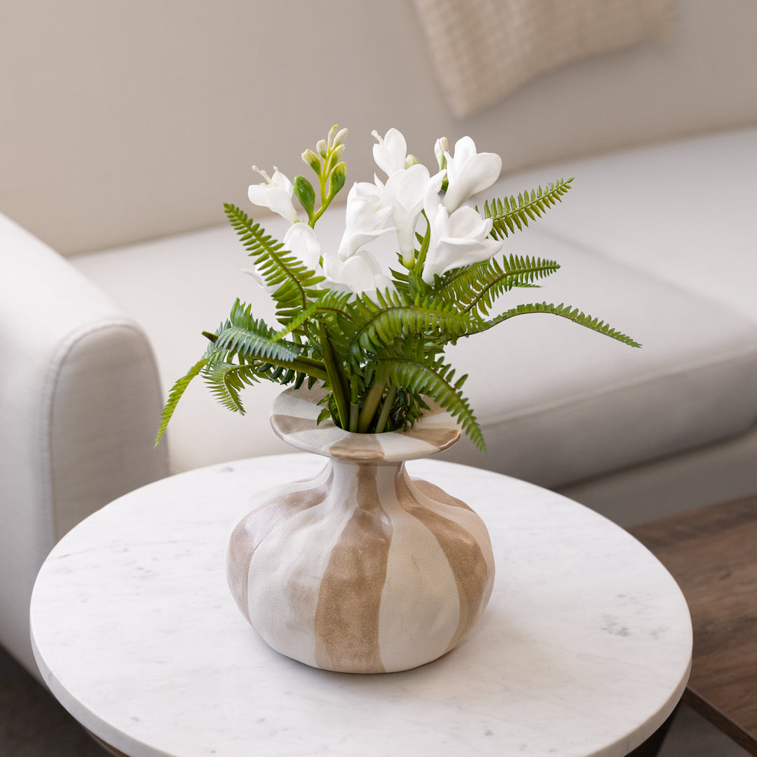 Tan Striped Budvase