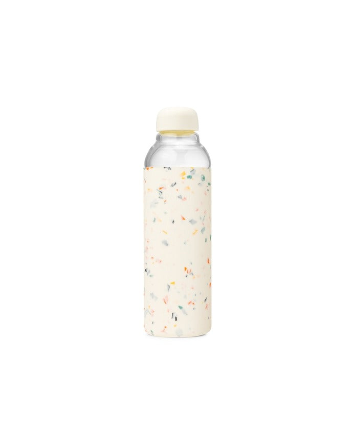 Terrazo Cream Reusable Glass Water Bottle