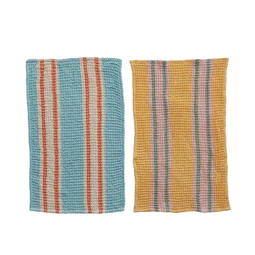 Waffle Cotton Striped Tea Towel