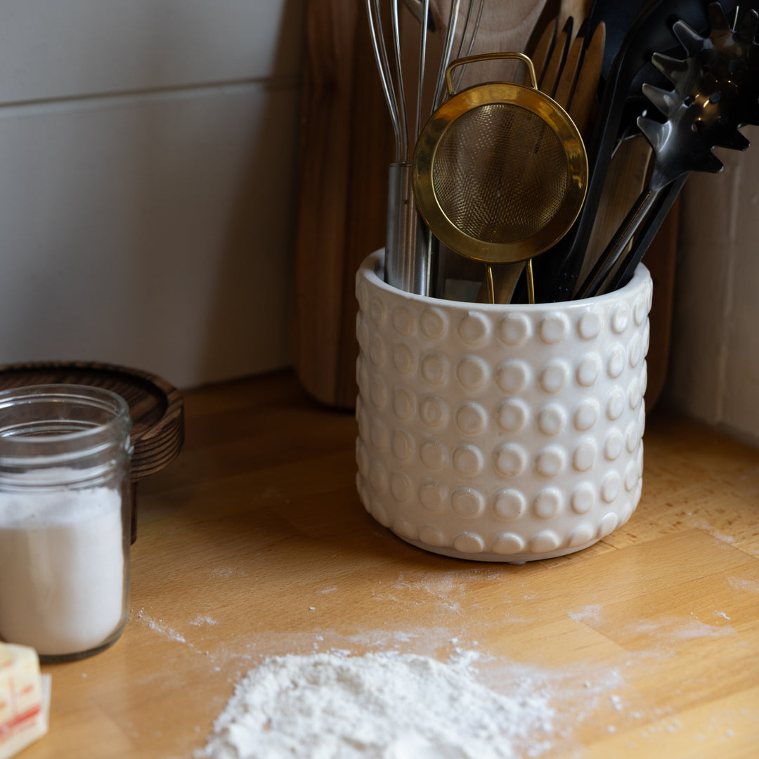 White Simple Stoneware Container