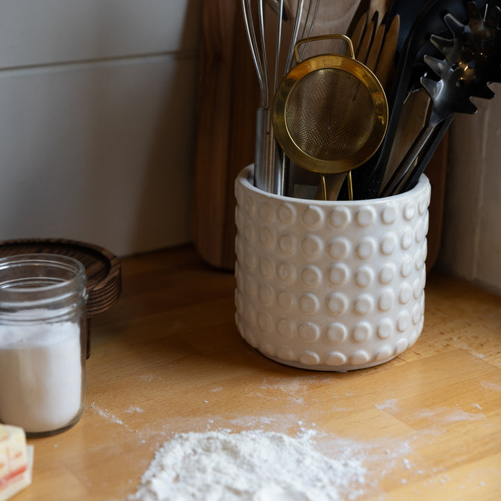 White Simple Stoneware Container