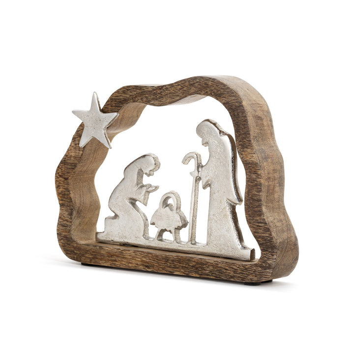 Wood Framed Metal Nativity