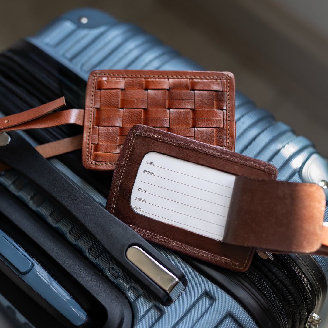Woven Leather Luggage Tag