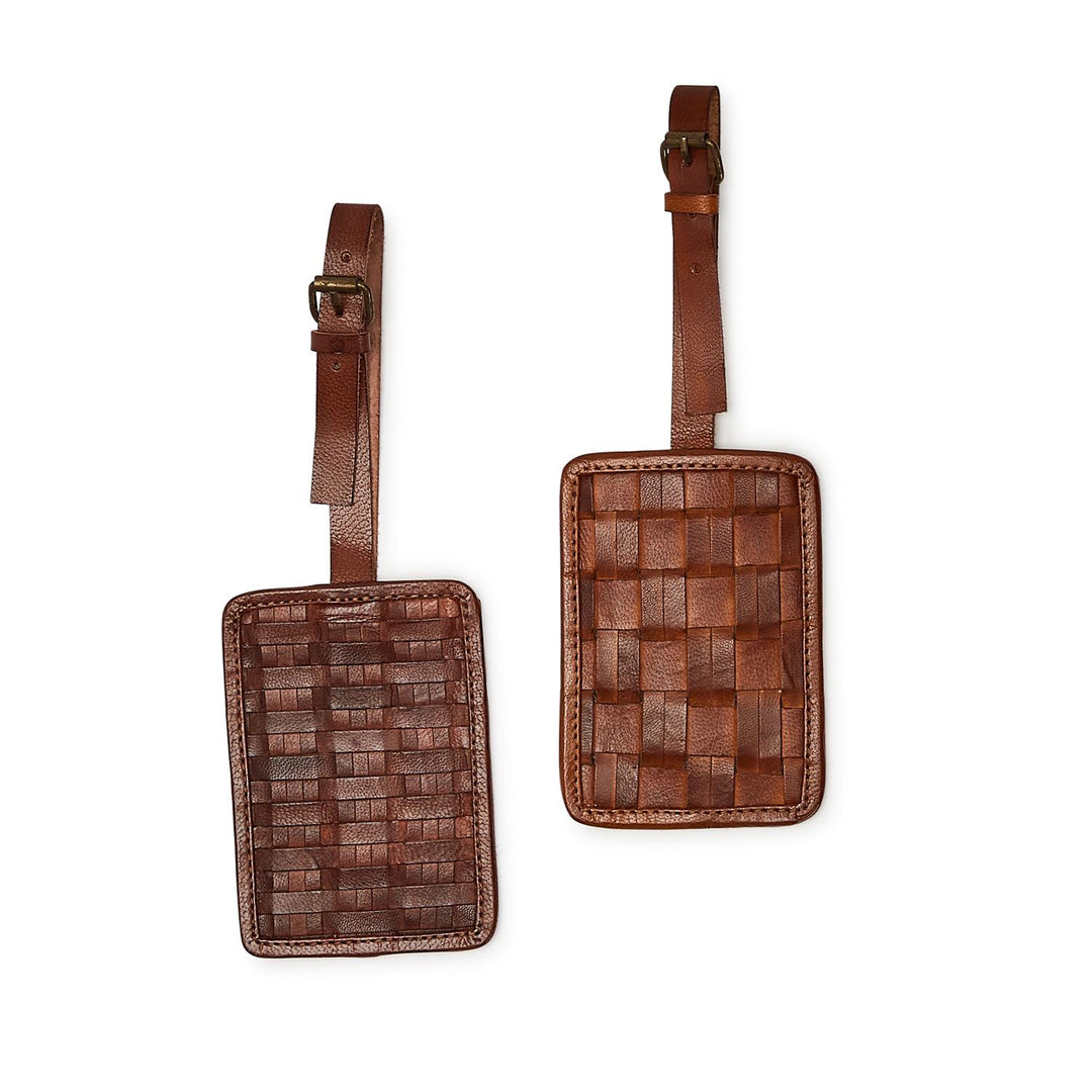 Woven Leather Luggage Tag