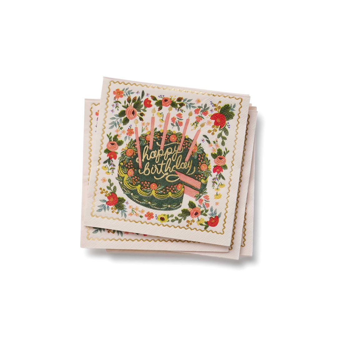Floral Cake Cocktail Napkins