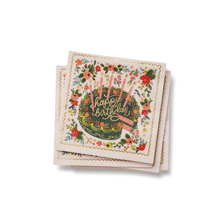 Floral Cake Cocktail Napkins