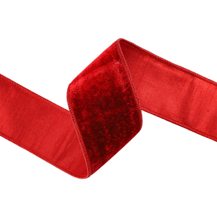 2.5" Wired Velvet Red Metallic Ribbon 5 Yd