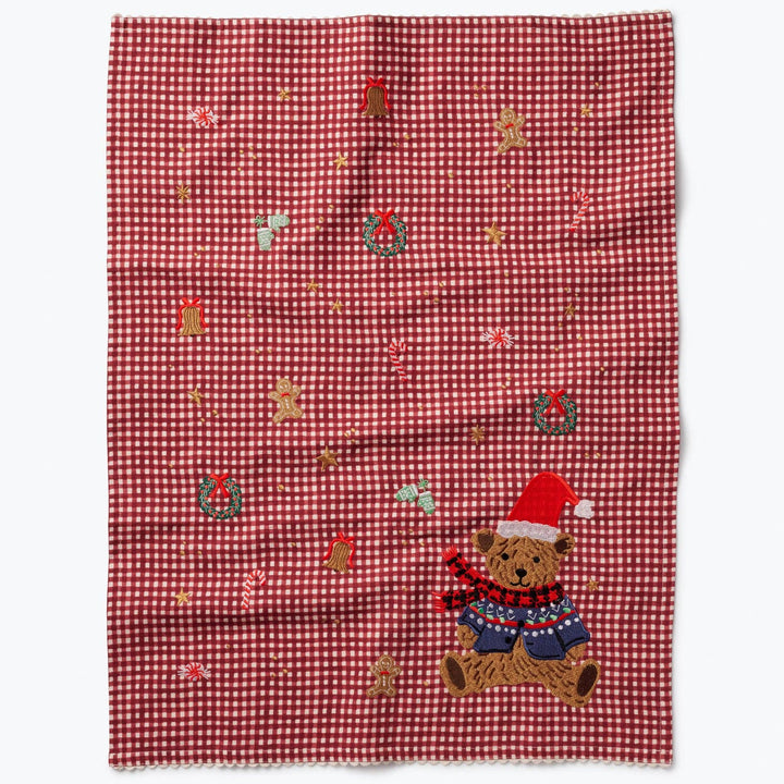 Beary Christmas Embroidered Tea Towel