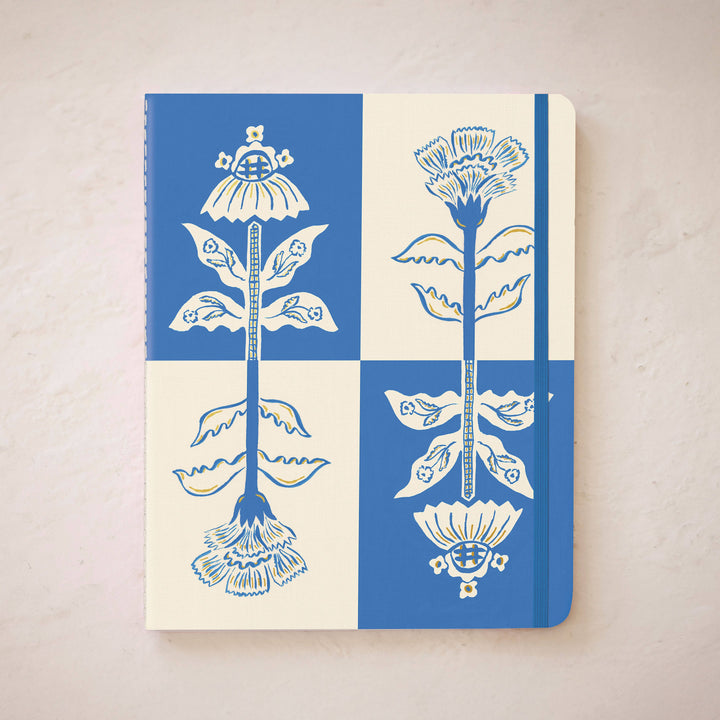 Blue Flower Notebook Trio