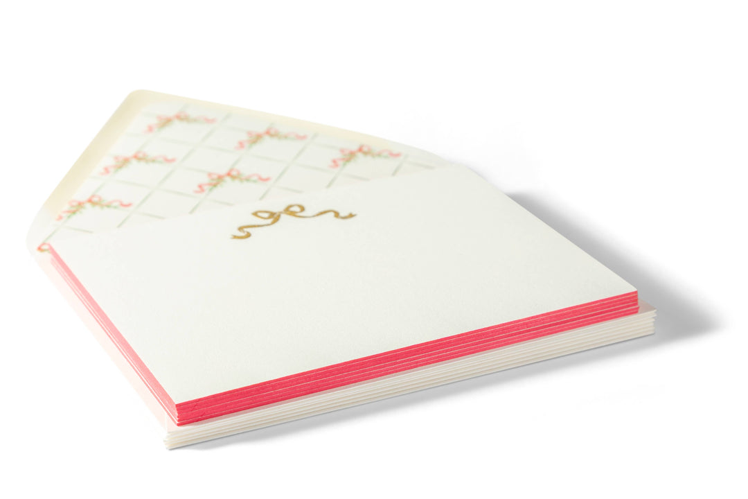 Bow Engraved Flat Notecard Set