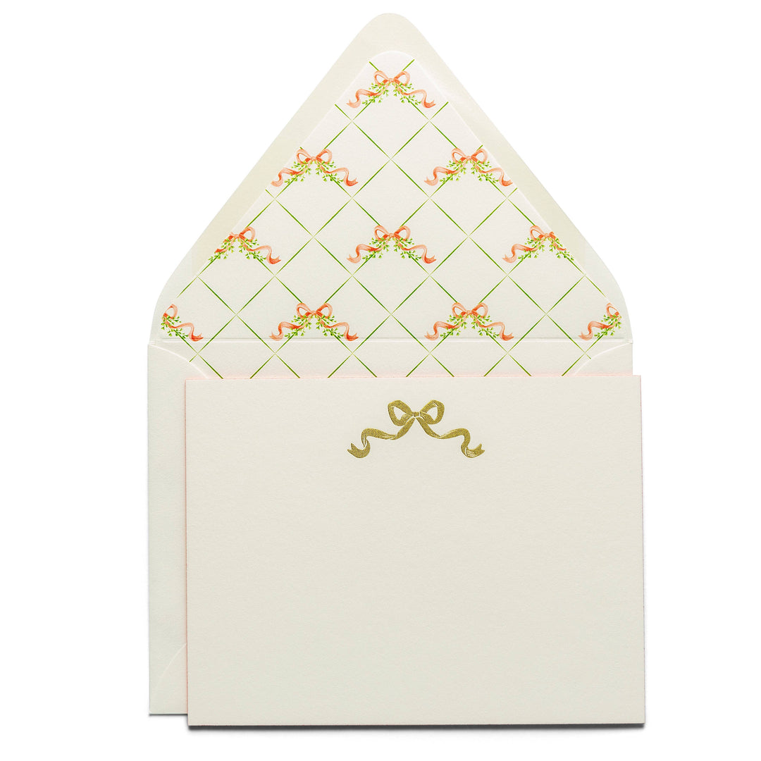 Bow Engraved Flat Notecard Set