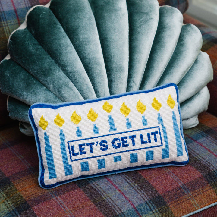 Let's Get Lit Needlepoint Pillow
