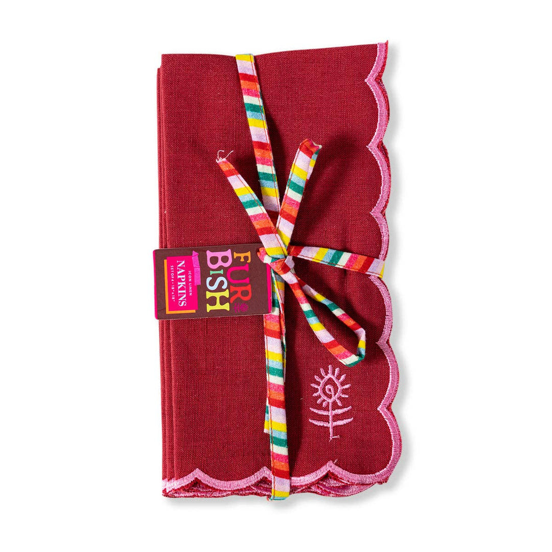 Wine & Pink Icon Linen Napkins S/4