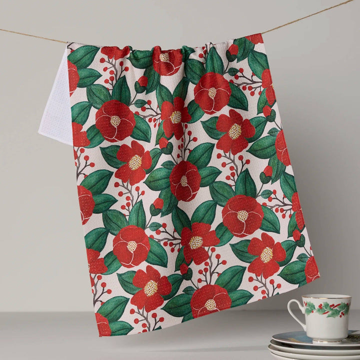 Winter Camellia Tea Towel