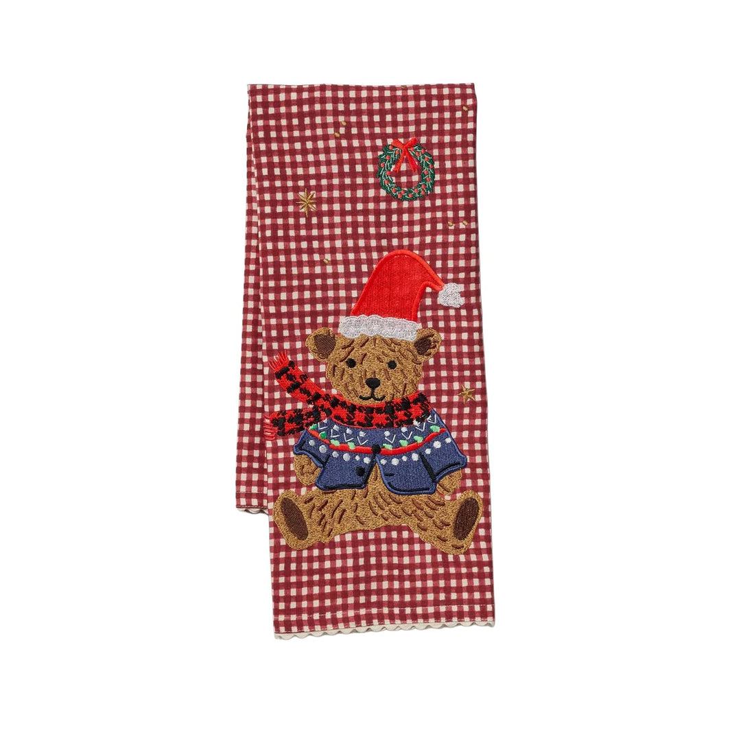 Beary Christmas Embroidered Tea Towel