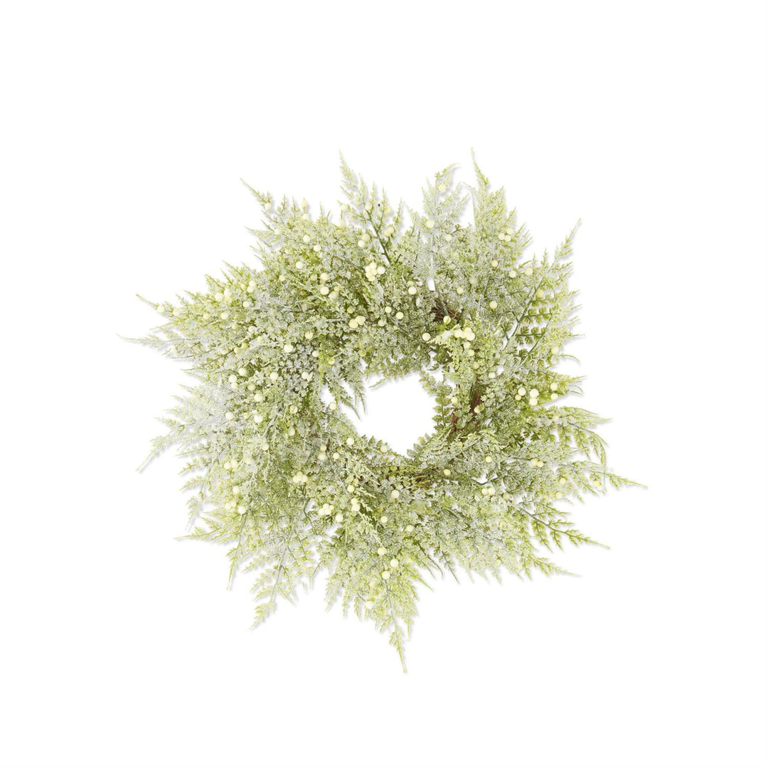 14.5" Snowy Fern Candle Wreath