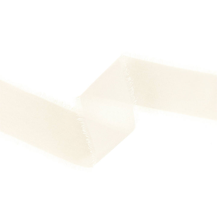 1.5" Frayed Edge Chiffon Cream Ribbon 10yd