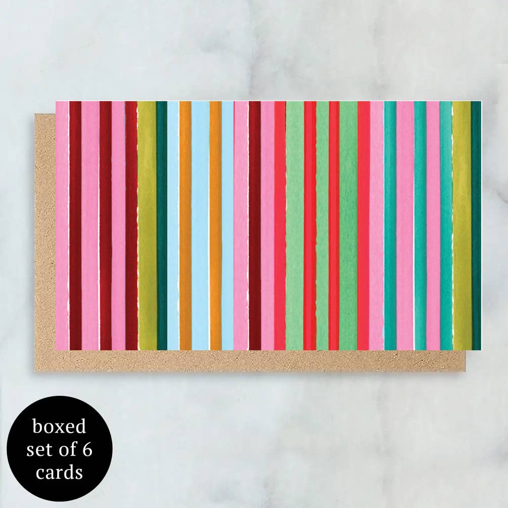 Multi Stripe Mini Card, Boxed Set of 6