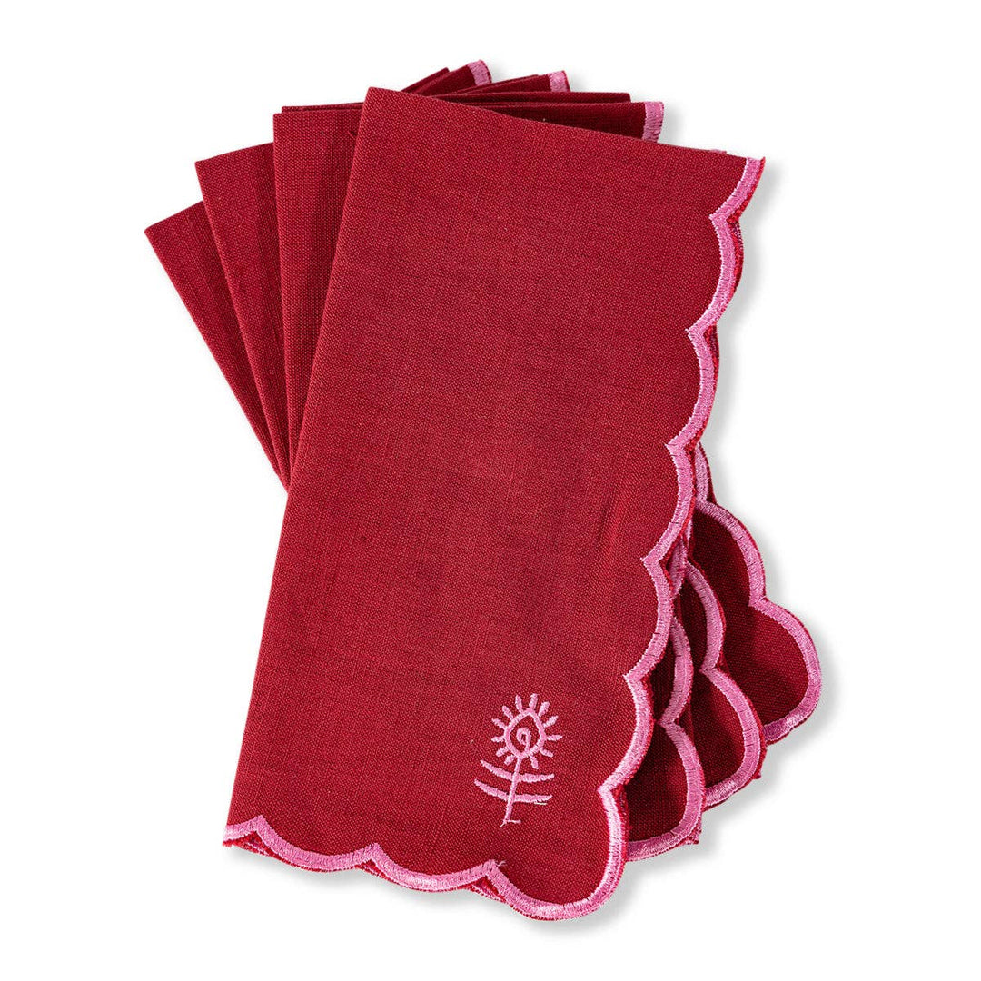 Wine & Pink Icon Linen Napkins S/4