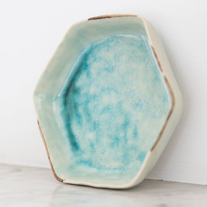 Pool Blue Ceramic Hexagon Dish