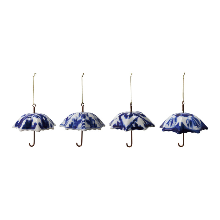Blue &amp; White Umbrella Ornament