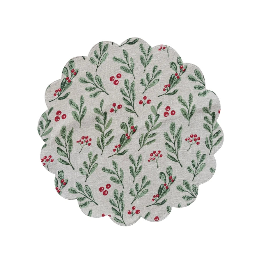 Winter Berry Scallop Edge Placemat