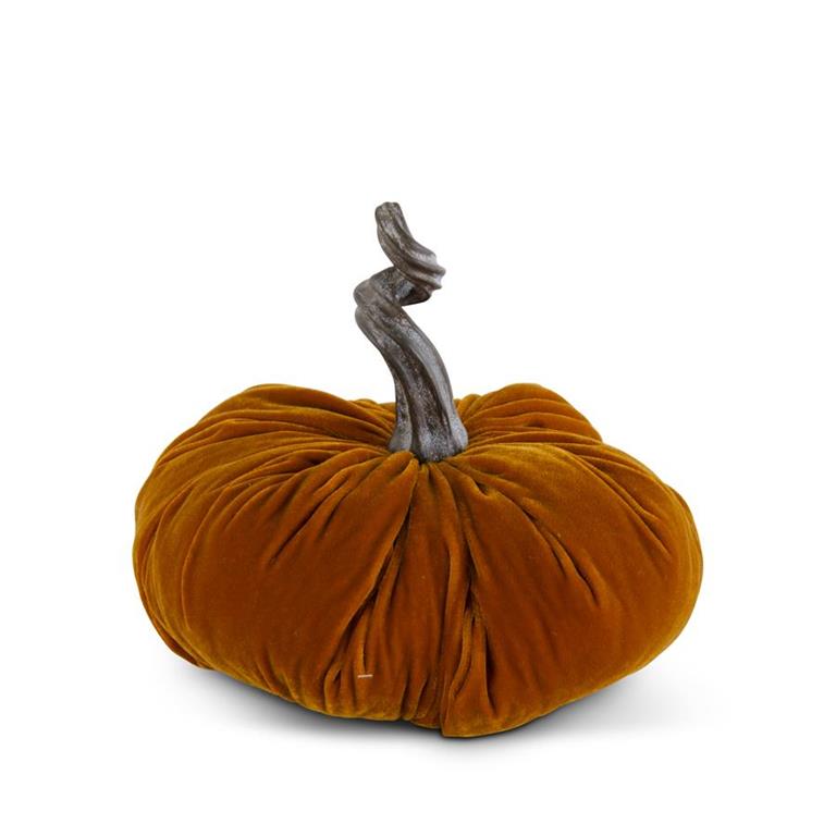 10" Orange Velvet Stuffed Pumpkin