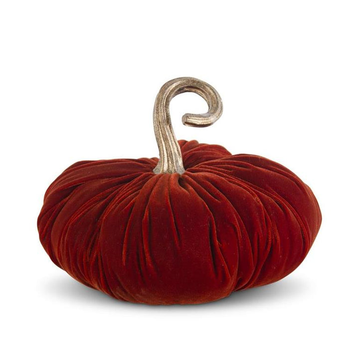11" Dark Orange Velvet Pumpkin