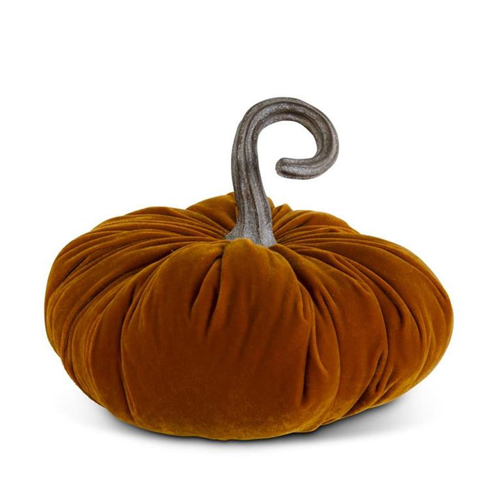 11" Orange Velvet Stuffed Pumpkin