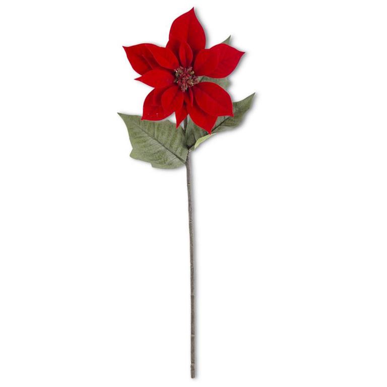 28" Red Poinsettia Stem