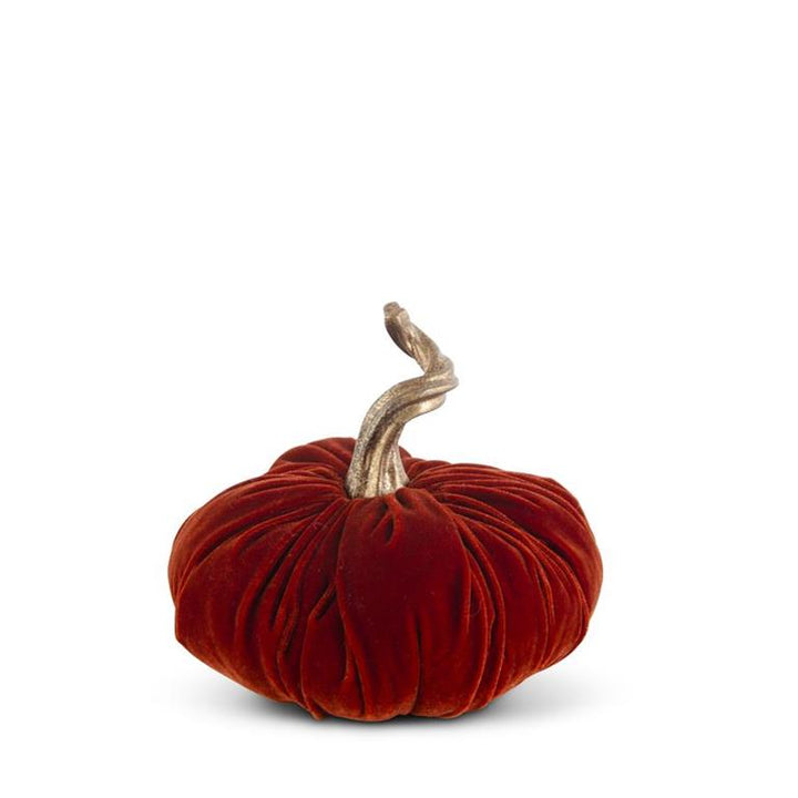 7.5" Dark Orange Velvet Stuffed Pumpkin