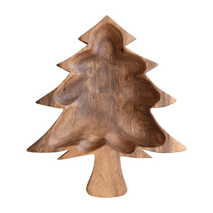 Acacia Wood Christmas Tree Bowl