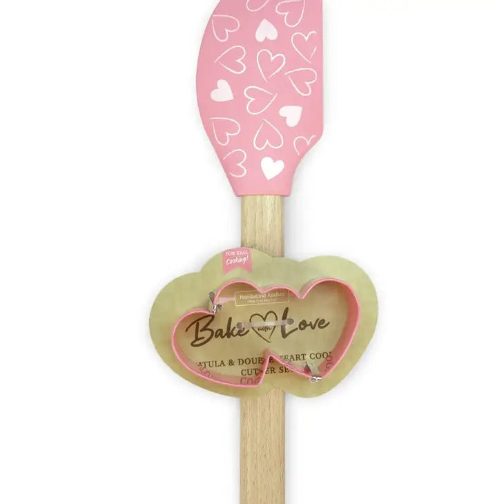 Bake with Love Spatula & Cookie Cutter Set
