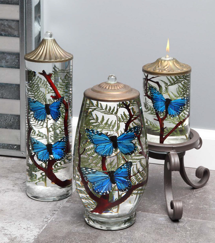 Blue Butterfly Small Cylinder Lifetime Candle