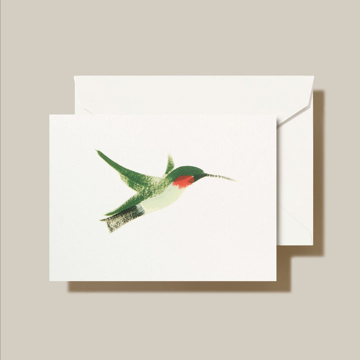 Brushstroke Hummingbird White Folded Note Set