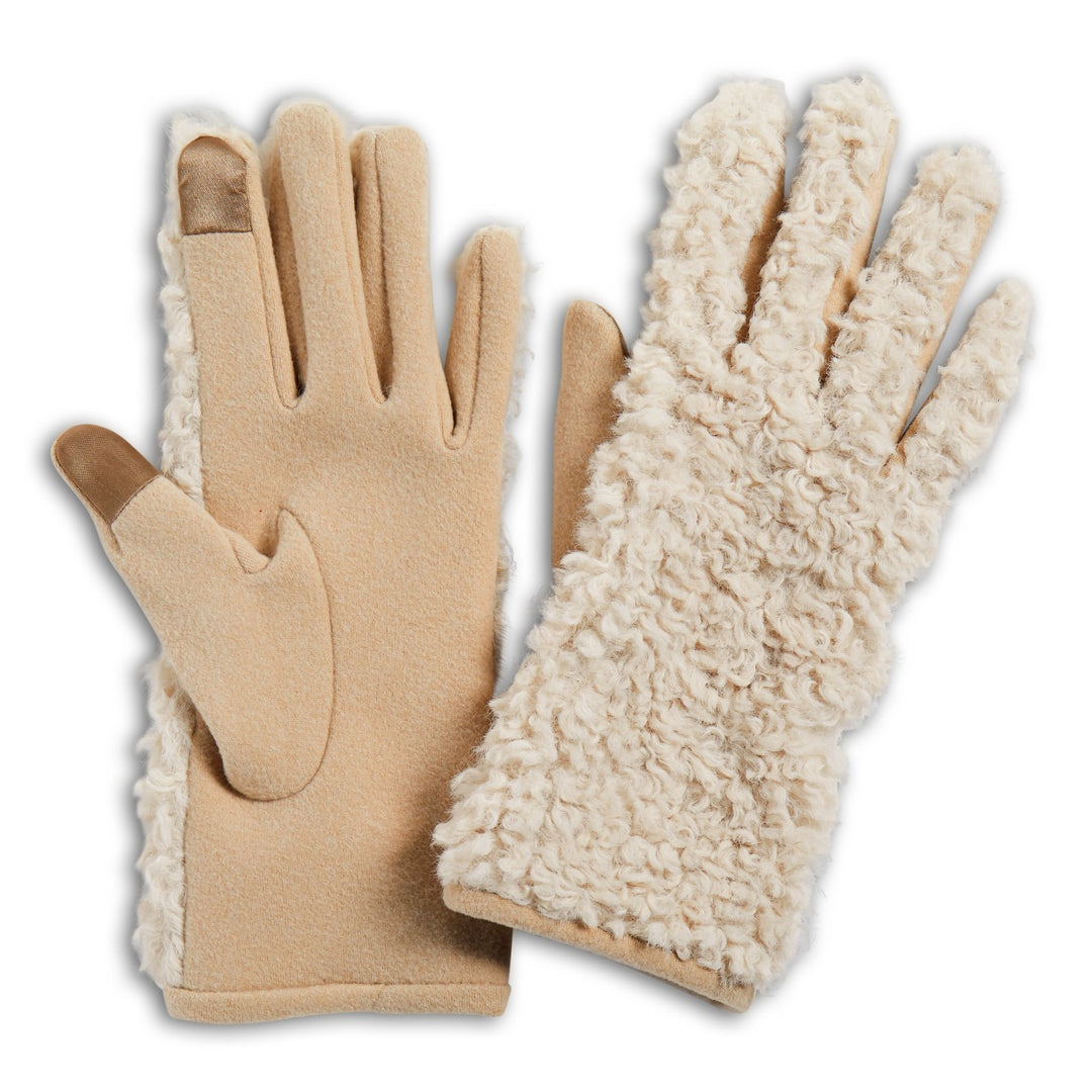 Cream Sherpa Gloves