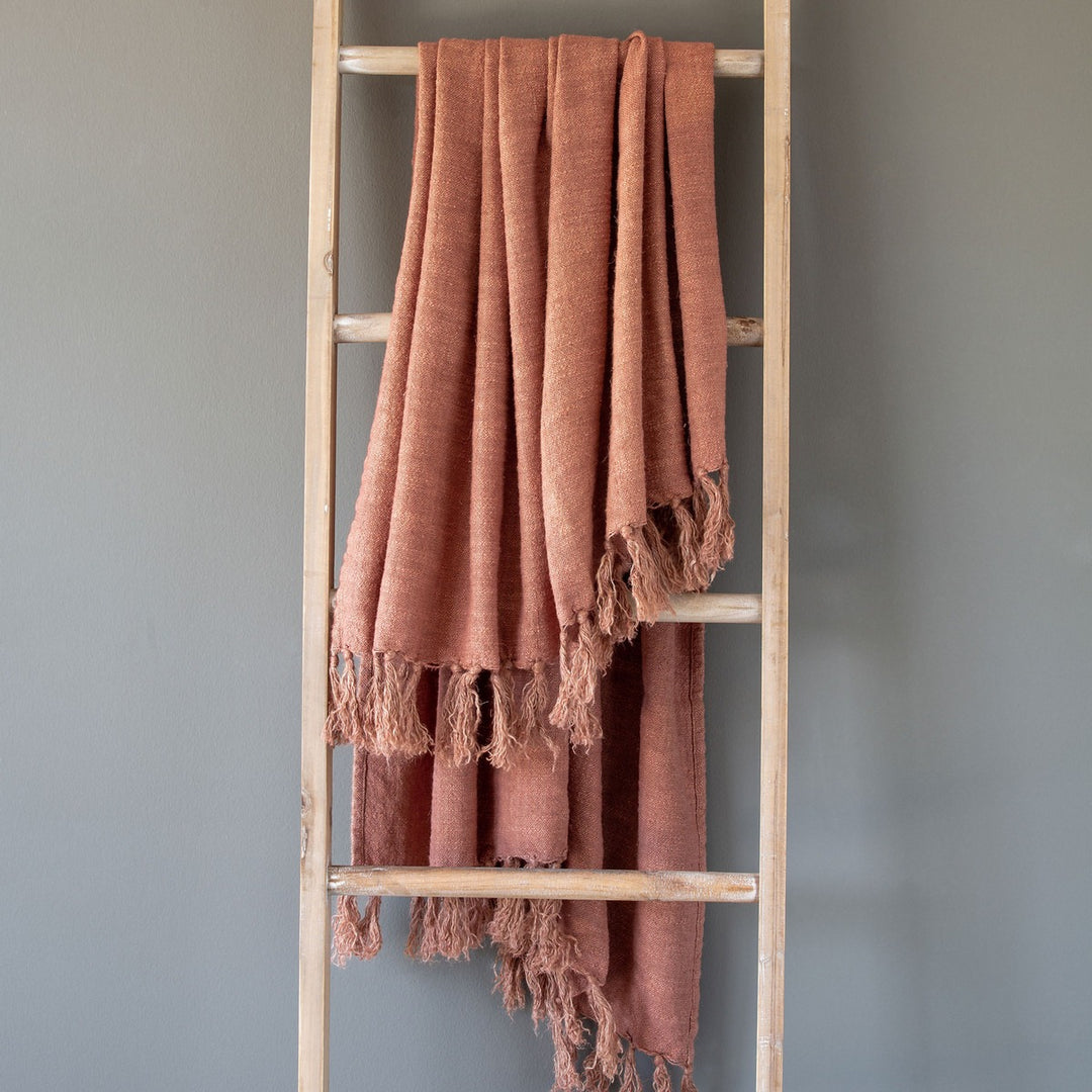 Faded Coral Linen Throw