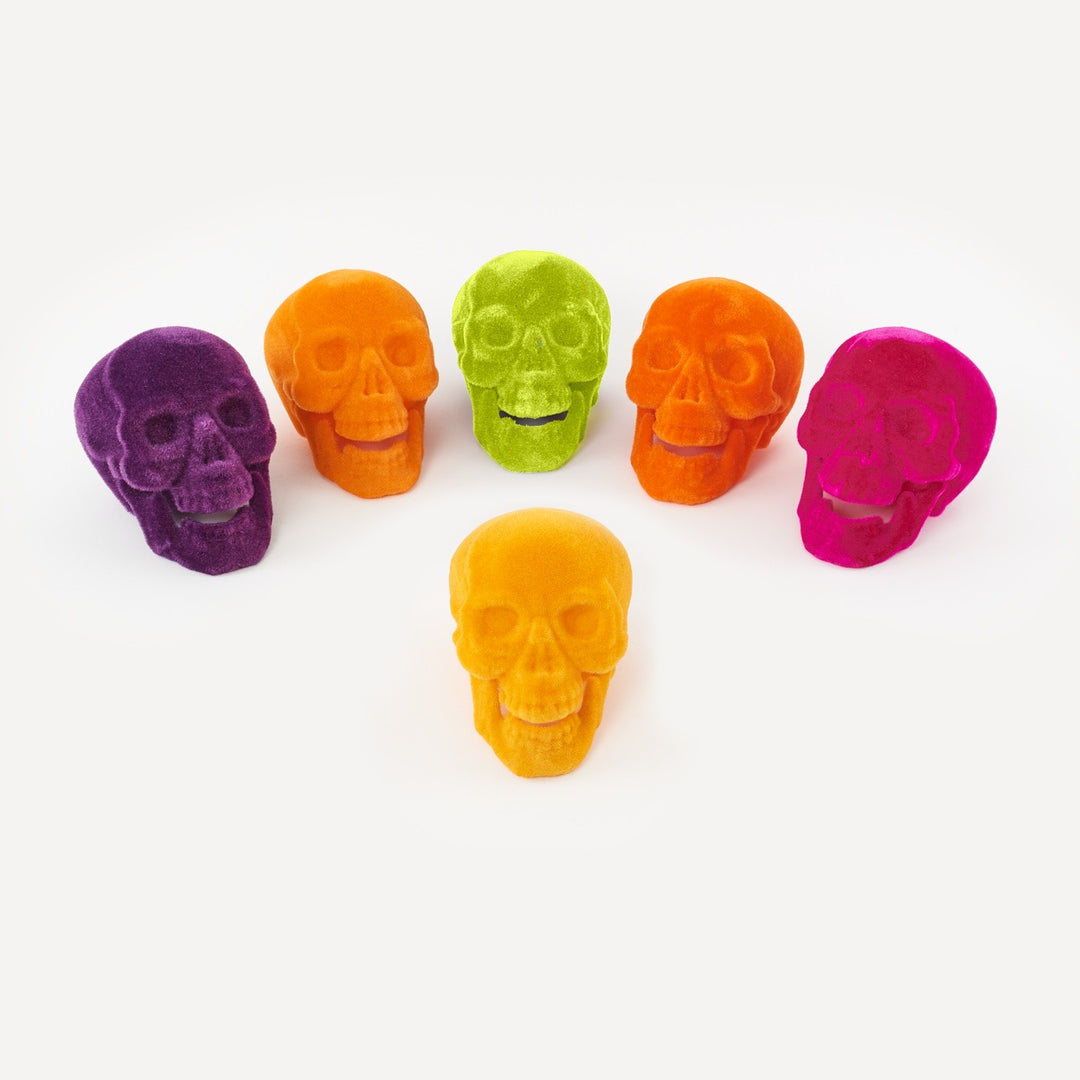 Flocked Skull, Assorted Colors