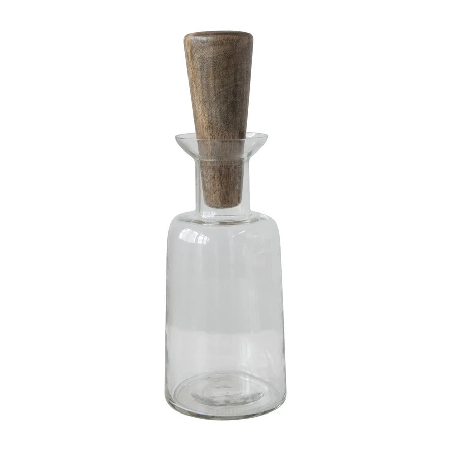 Glass Decanter w/ Wood Stopper