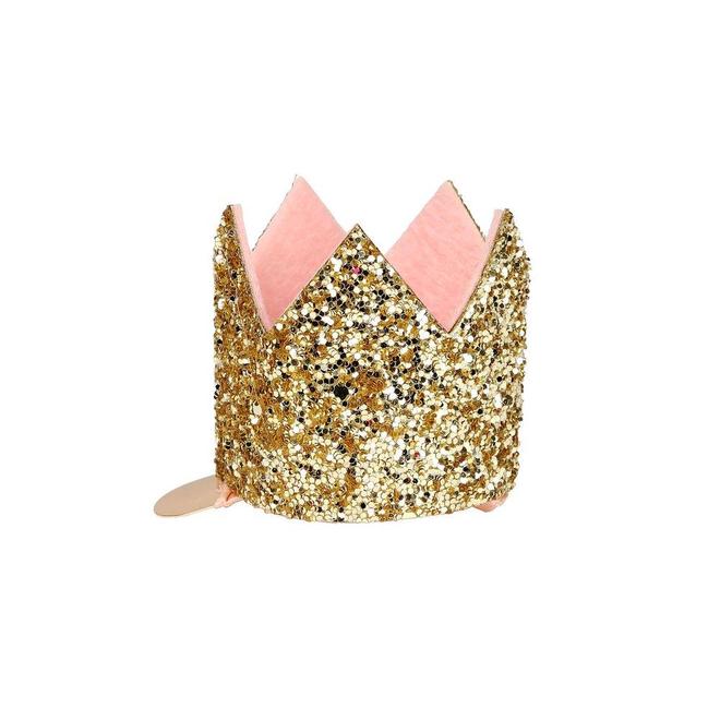 Gold Mini Glittered Crown Hair Clip